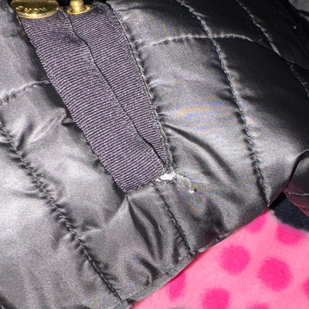 Michael Kors Black Quilted Puffer Jacket with Gold Accents